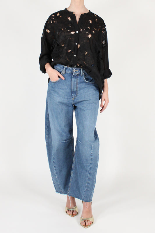 Camicia Traforata a Ricamo Floreale