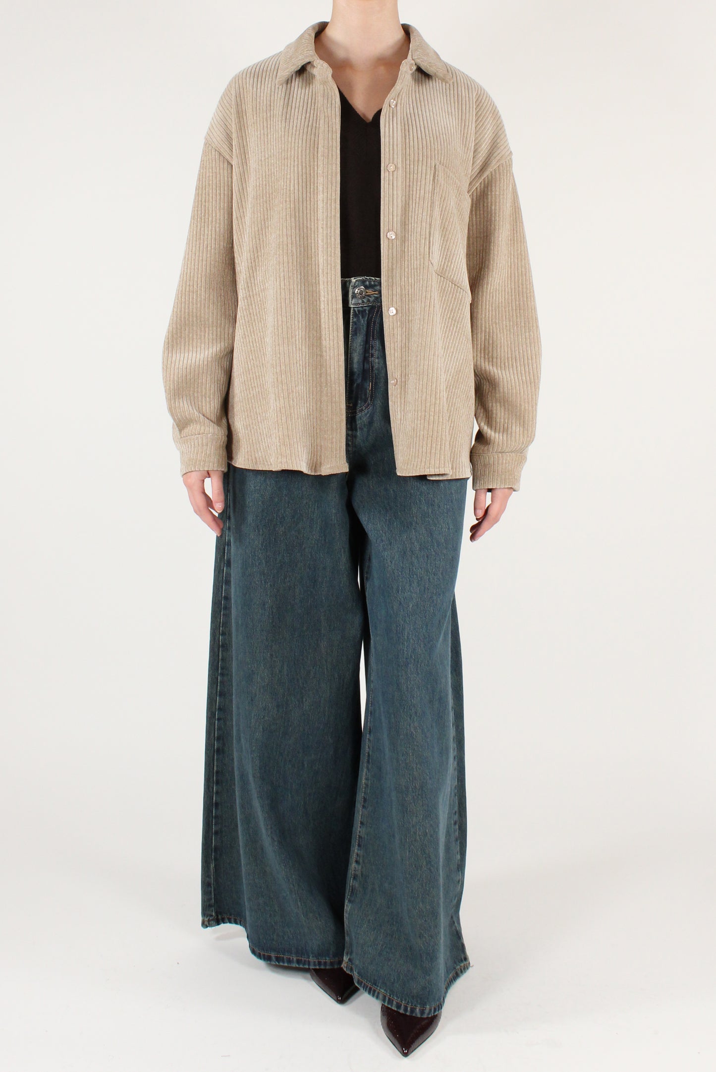 Camicia Over in Velluto a Coste