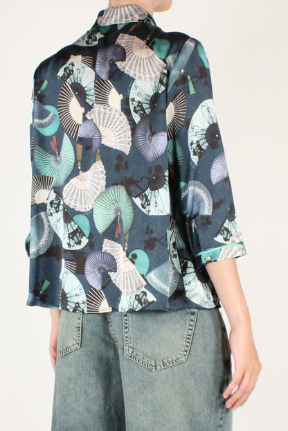 Camicia Maniche a 3/4 Stampa Ventagli