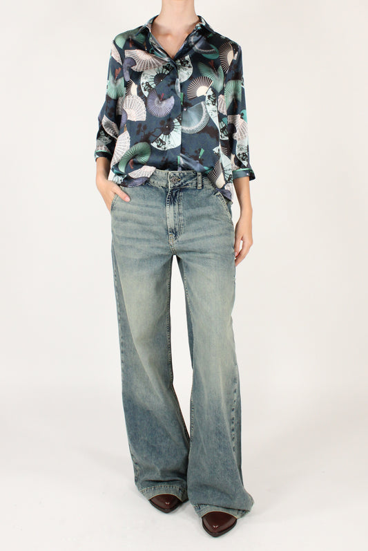 Camicia Maniche a 3/4 Stampa Ventagli