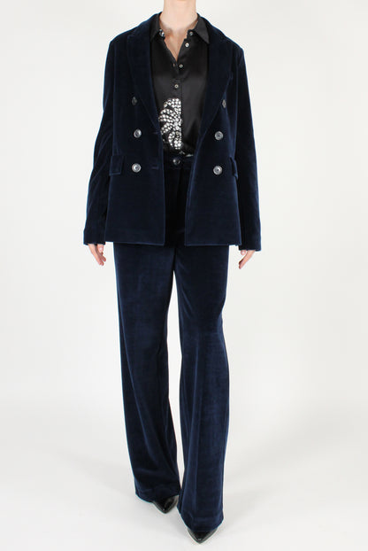Blazer Doppiopetto in Velluto Liscio