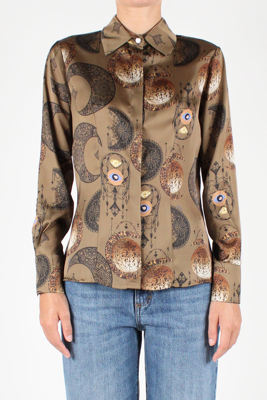 Moon Print Long Sleeve Shirt