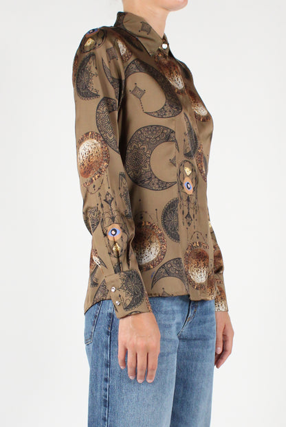 Moon Print Long Sleeve Shirt