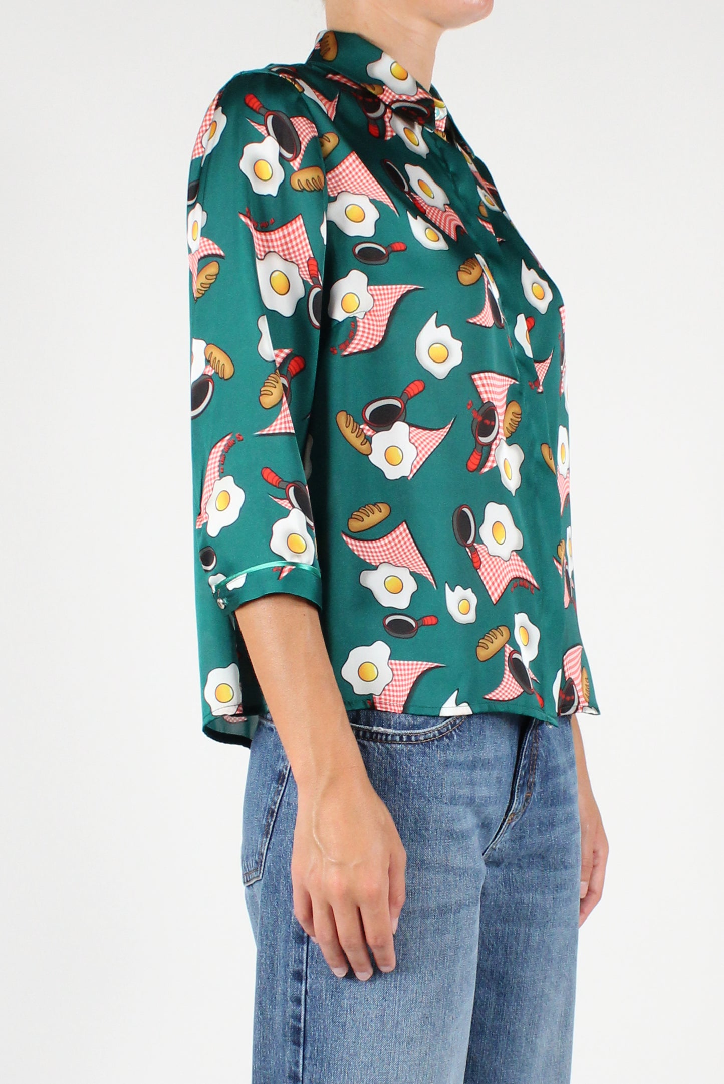 3/4 Sleeve Egg Print Shirt