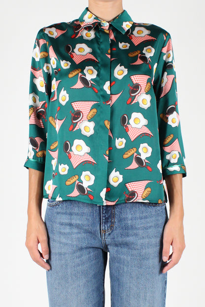 3/4 Sleeve Egg Print Shirt