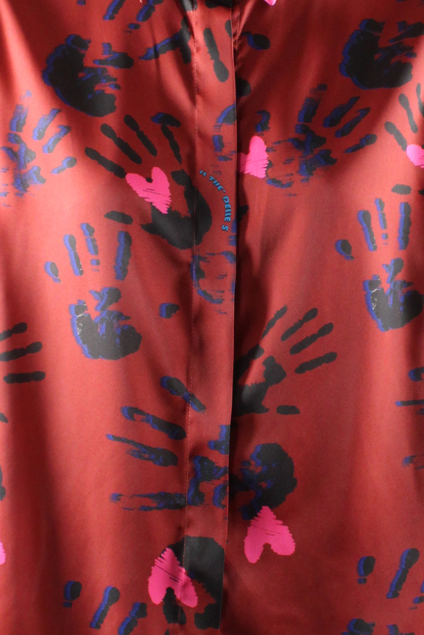 3/4 Sleeve Handprint Print Shirt