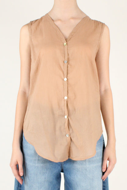 Asymmetrical Sleeveless Muslin Shirt