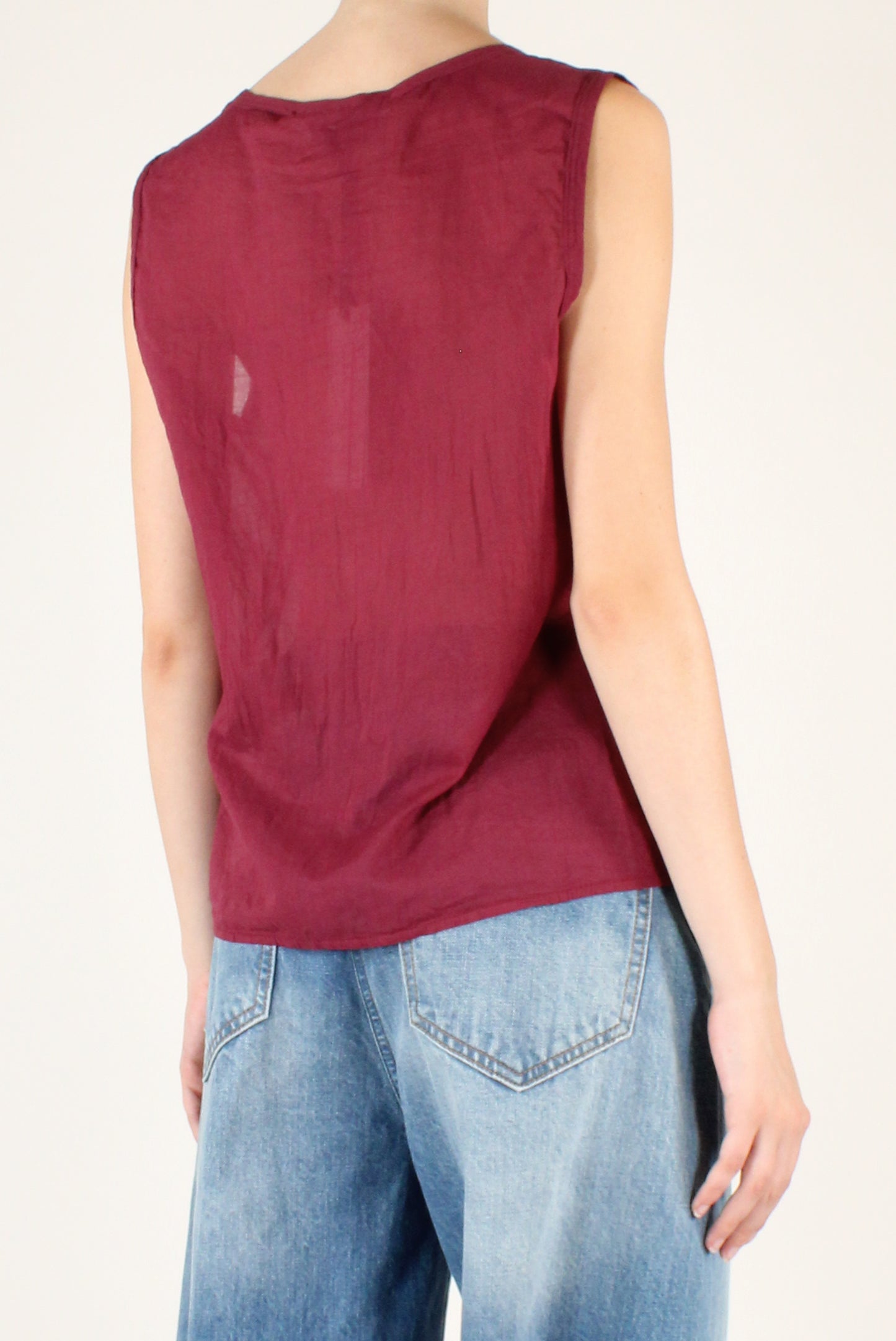 Asymmetrical Sleeveless Muslin Shirt