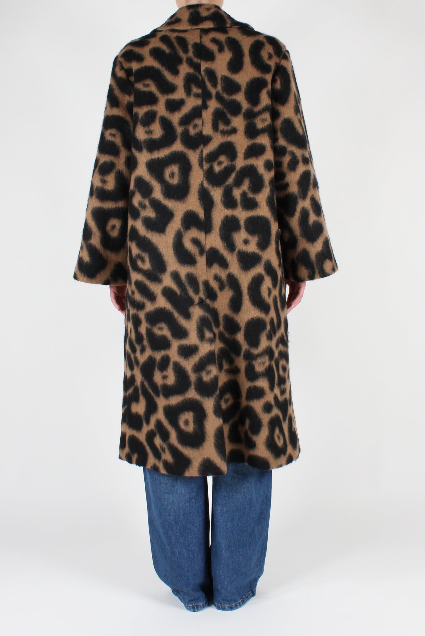 Single Breasted Long Animal Print Coat