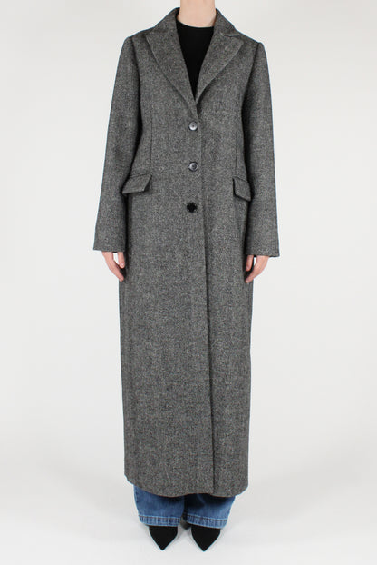 Cappotto Lungo Monopetto Spigato