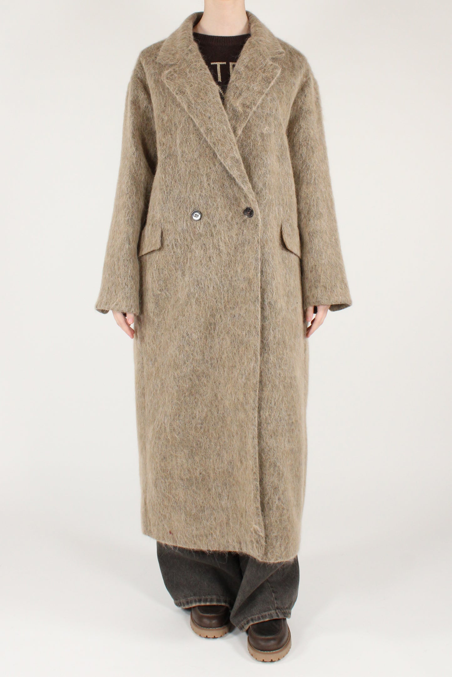 Cappotto Lungo Doppiopetto Misto Lana