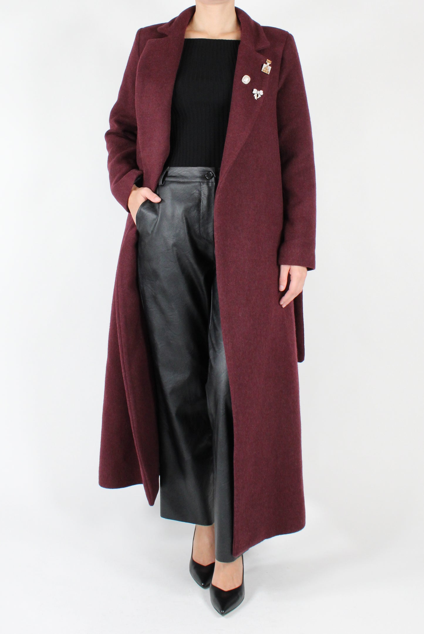 Long Robe Coat with Pins