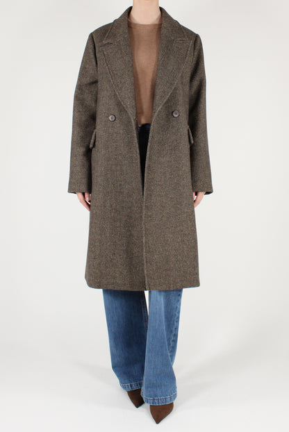 Cappotto Midi Doppiopetto Spigato