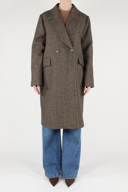 Cappotto Midi Doppiopetto Spigato