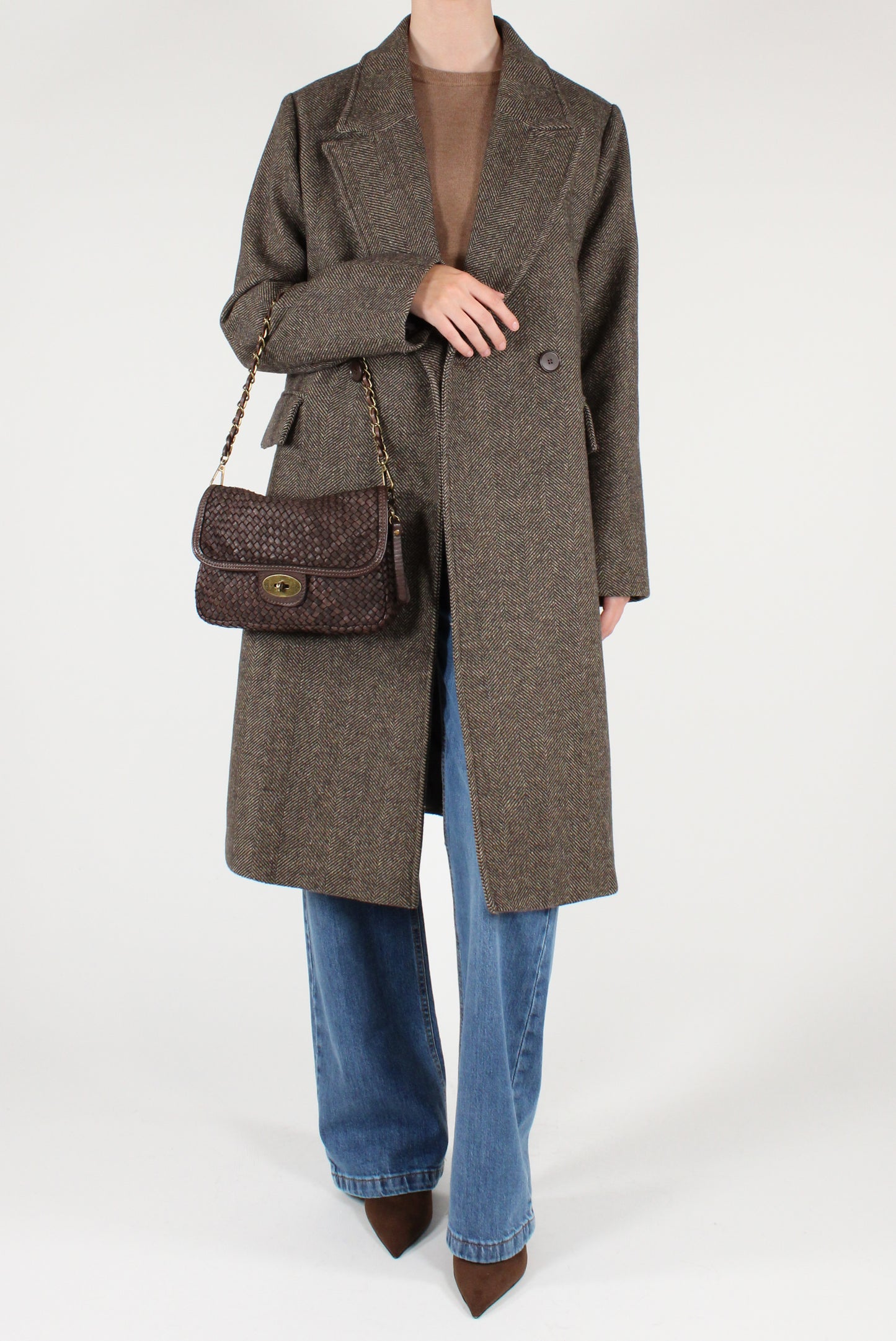 Cappotto Midi Doppiopetto Spigato