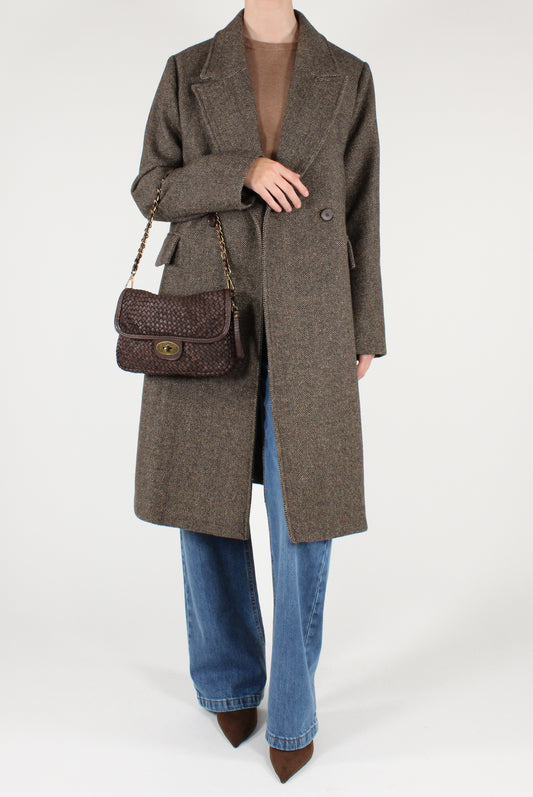 Cappotto Midi Doppiopetto Spigato