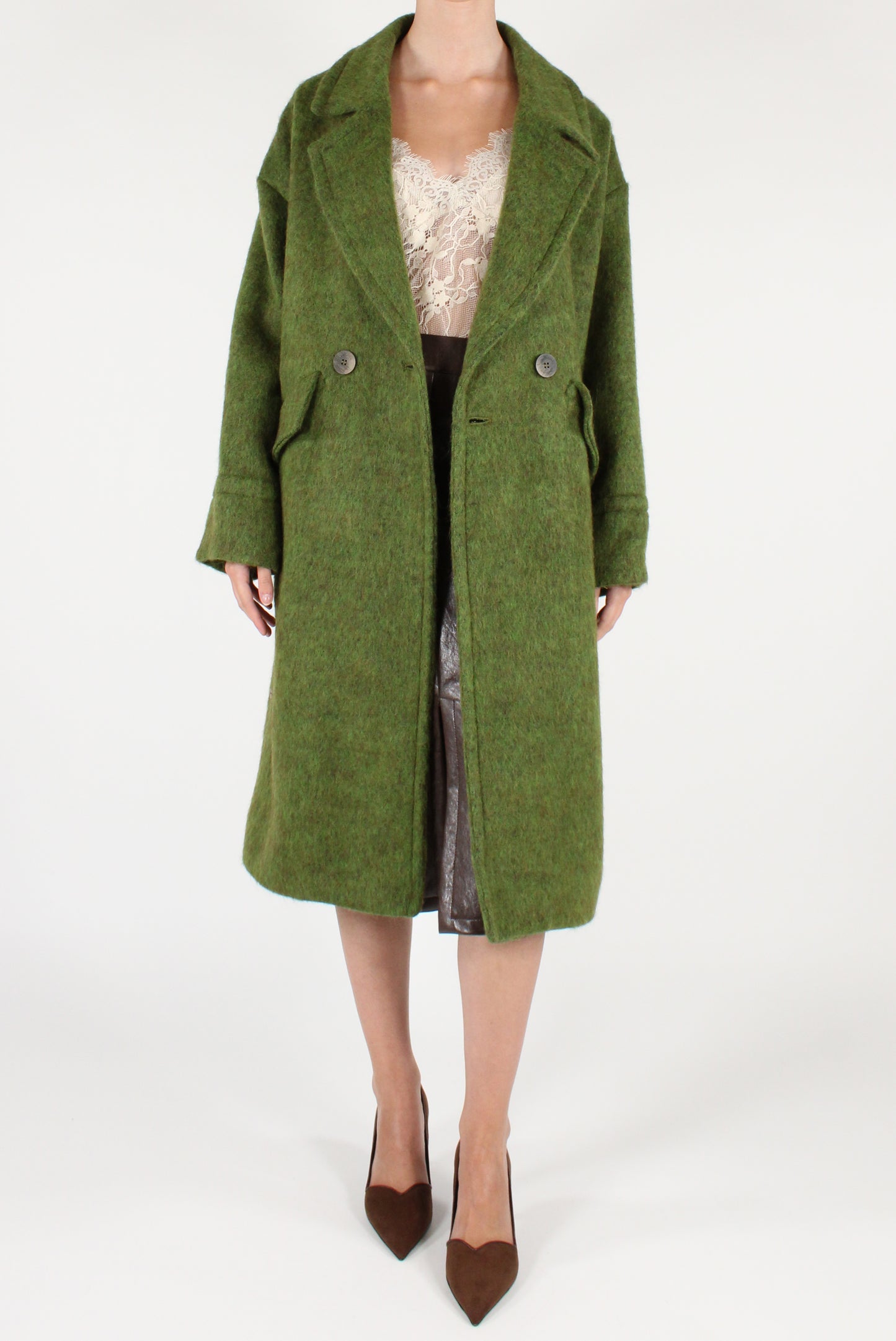 Double Breasted Wool Blend Coat