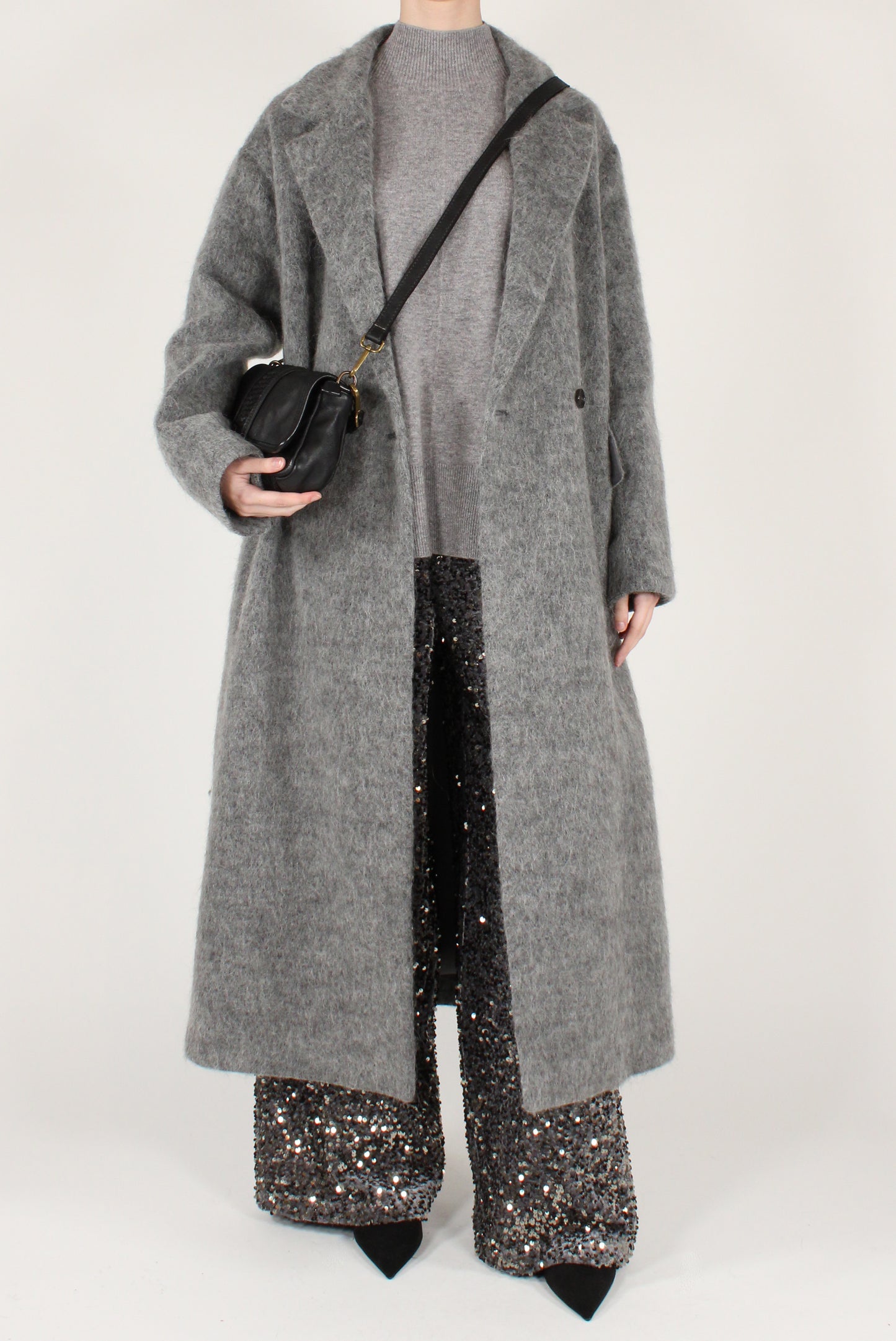 Cappotto Lungo Doppiopetto Misto Lana