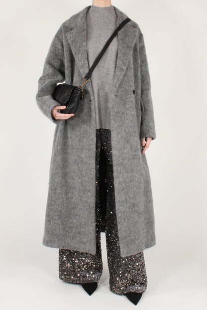 Cappotto Lungo Doppiopetto Misto Lana