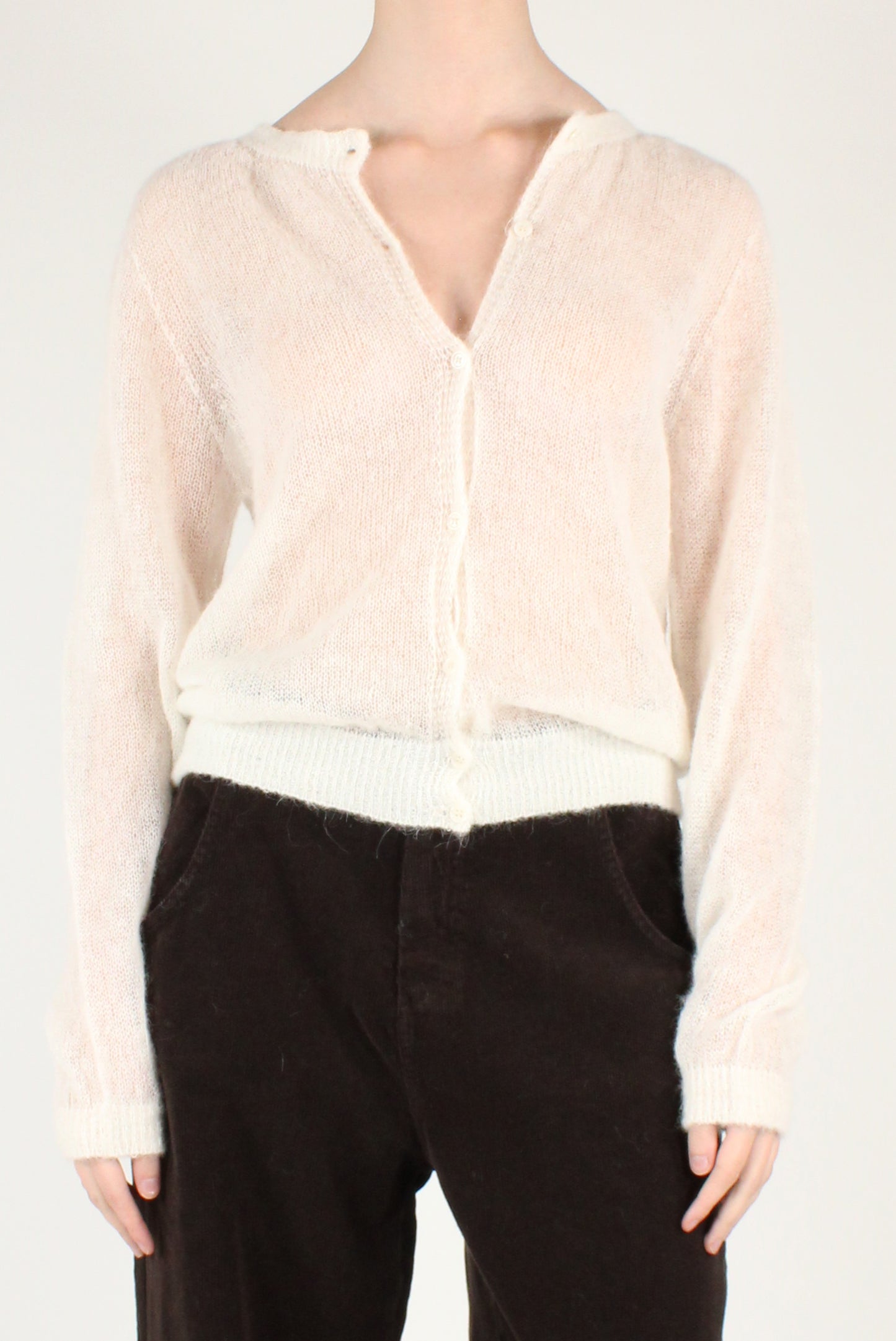 Cardigan Girocollo Misto Alpaca