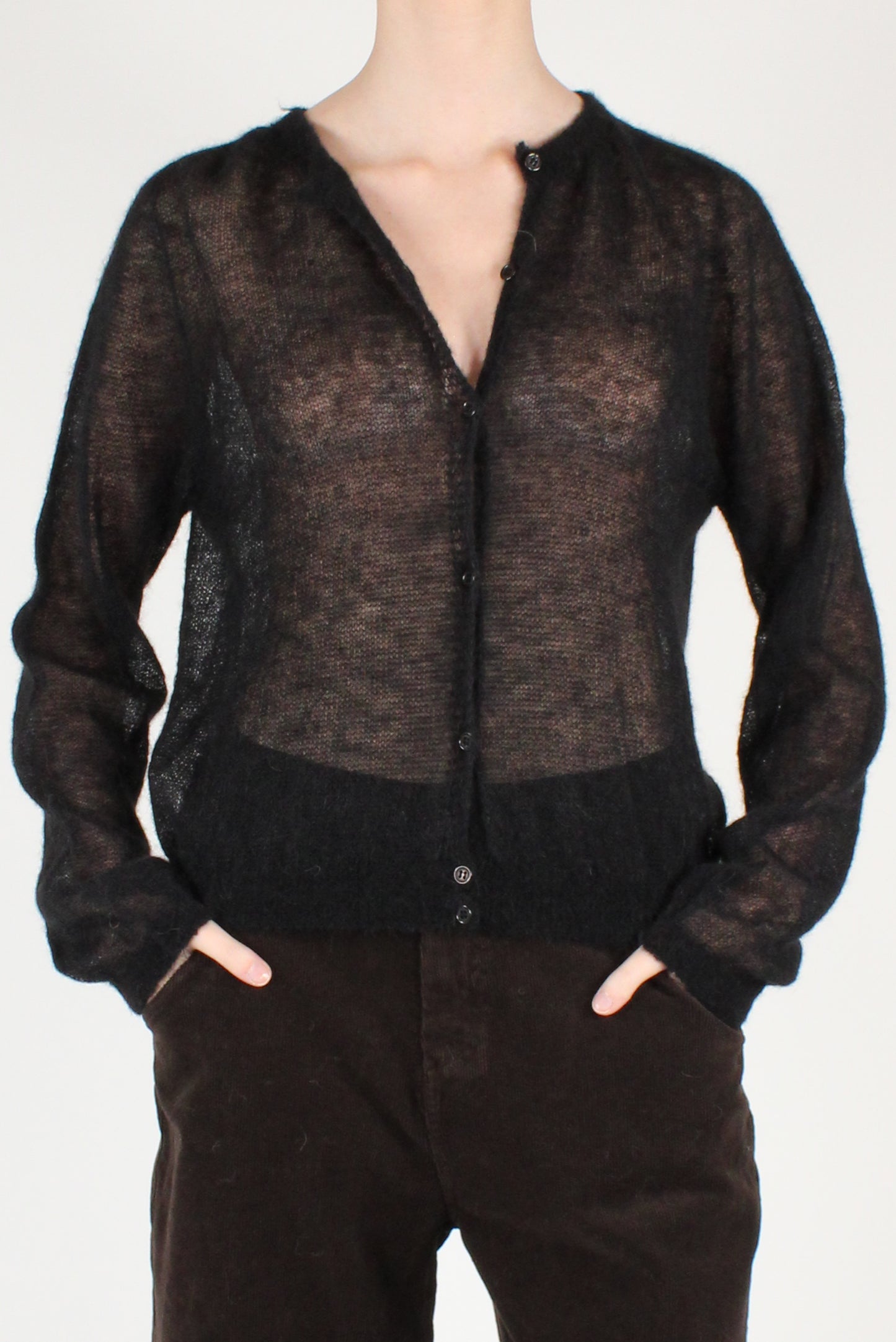 Cardigan Girocollo Misto Alpaca