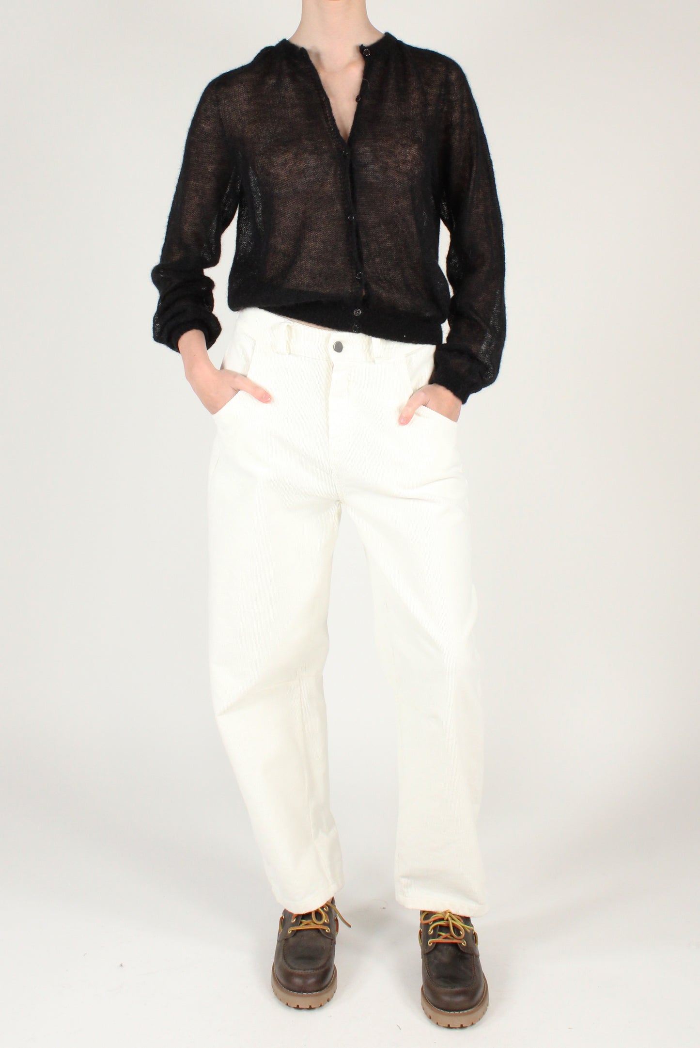 Cardigan Girocollo Misto Alpaca