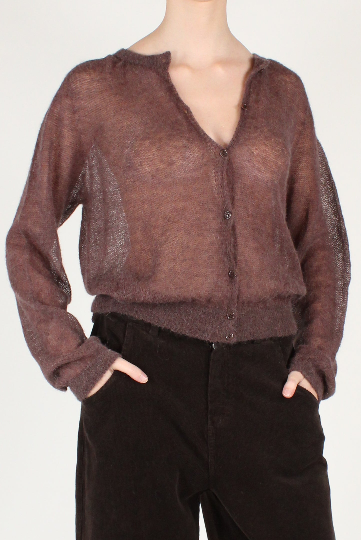 Cardigan Girocollo Misto Alpaca