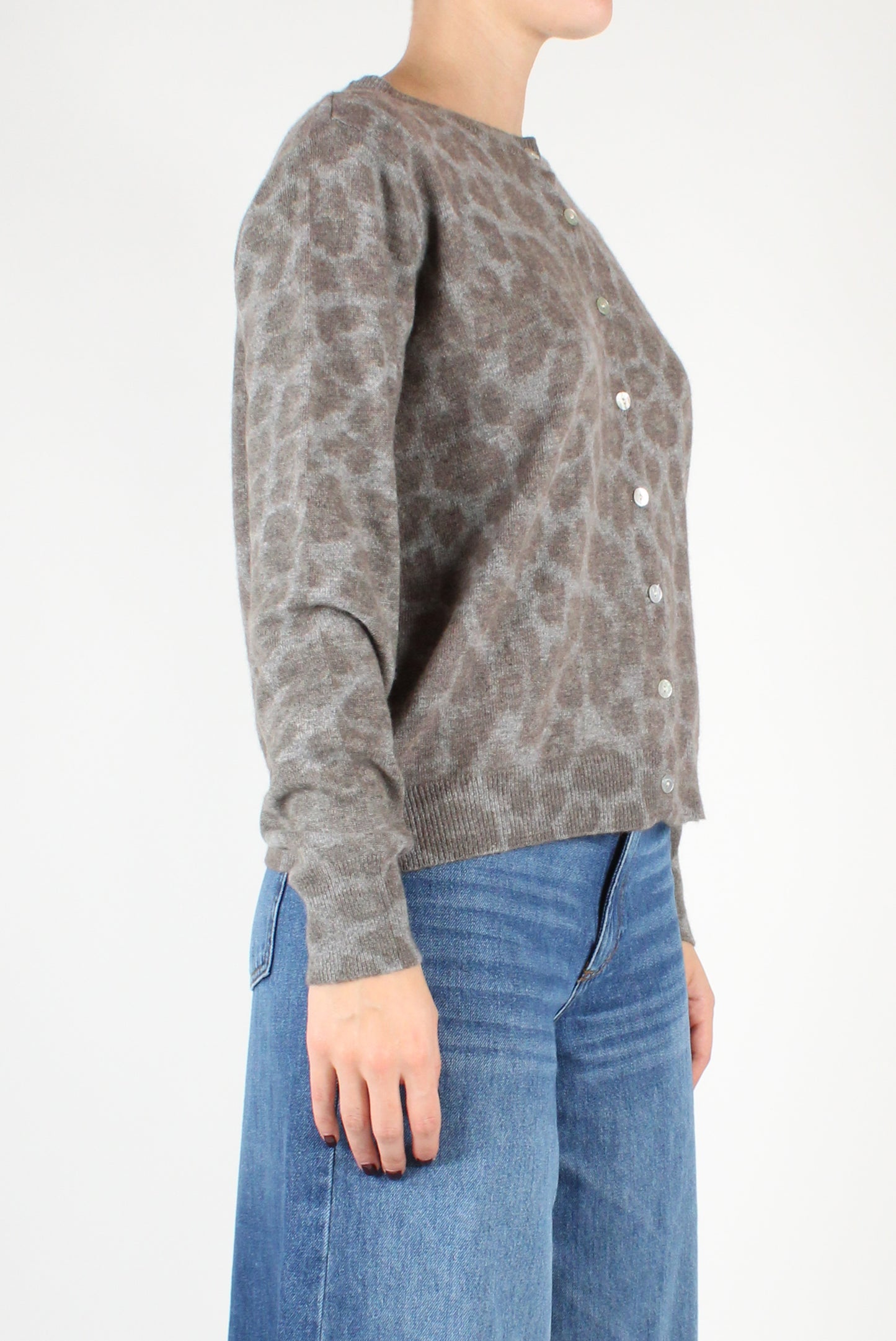 Cardigan Girocollo Animalier