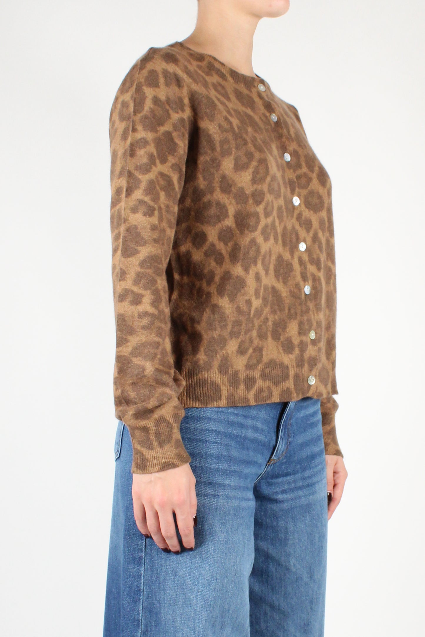 Cardigan Girocollo Animalier