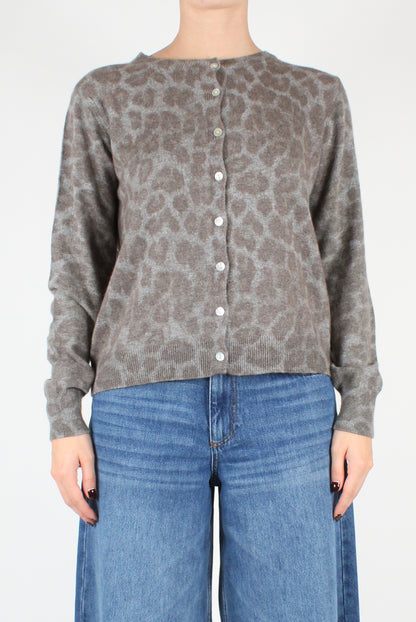 Cardigan Girocollo Animalier