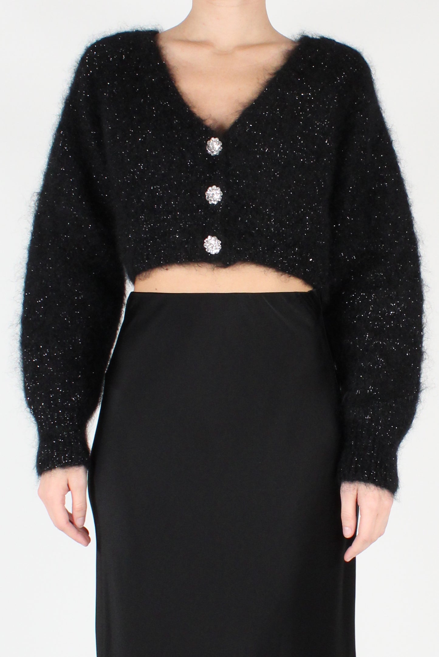 Jewel Button Crop Cardigan