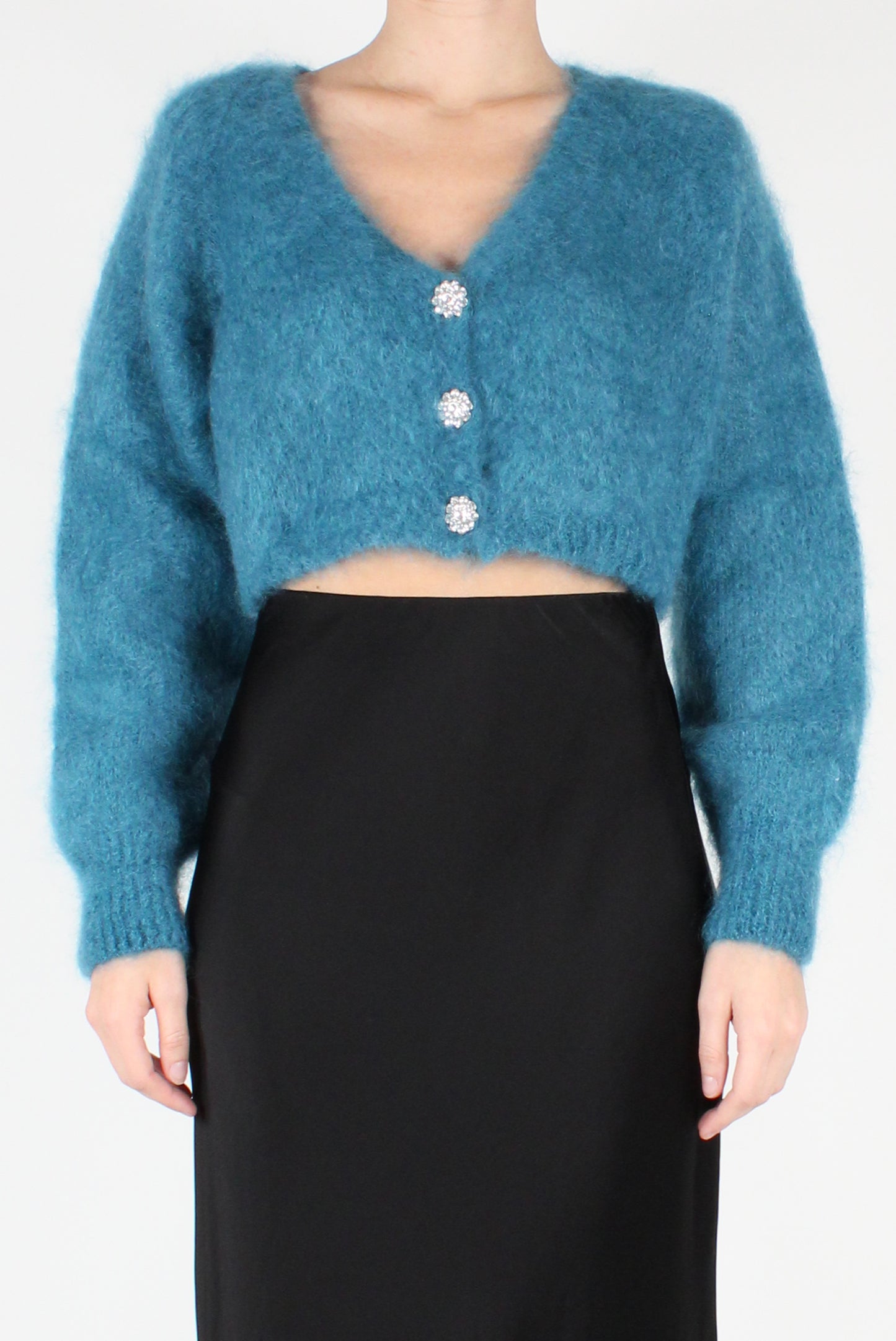 Jewel Button Crop Cardigan