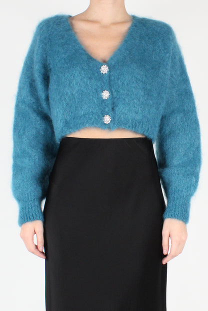 Jewel Button Crop Cardigan