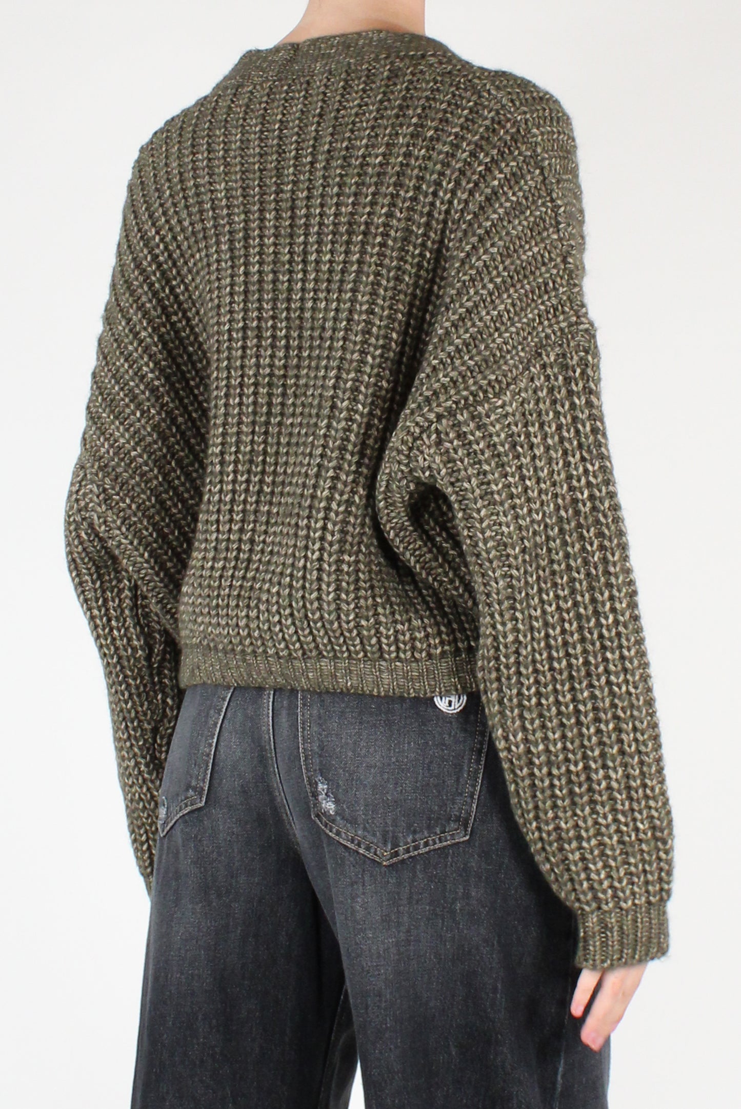 Cardigan Cropped Mono Bottone Mélange