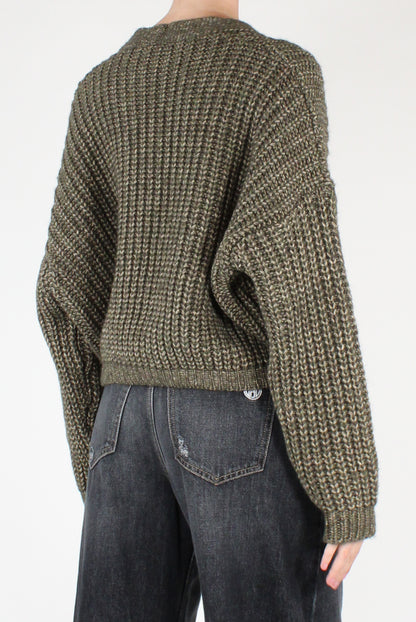 Cardigan Cropped Mono Bottone Mélange