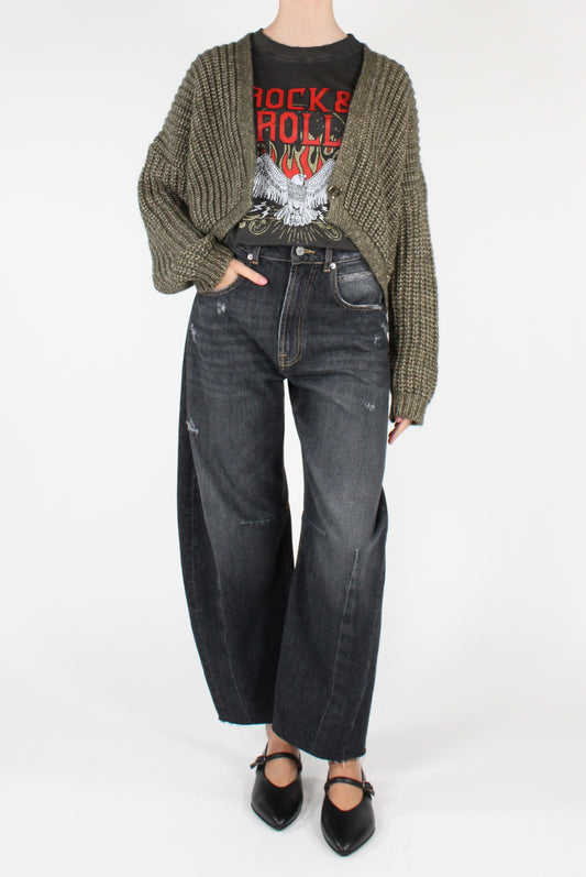 Cardigan Cropped Mono Bottone Mélange