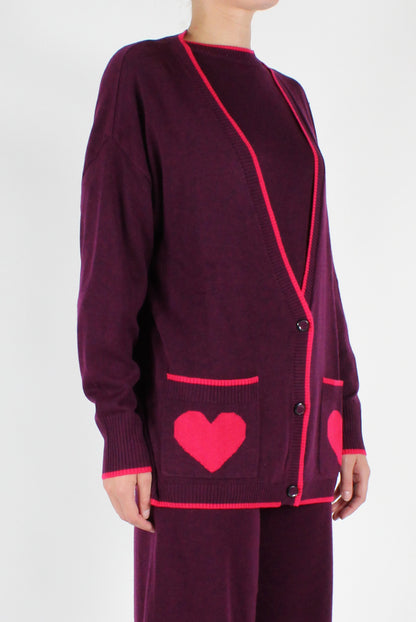 Long Cardigan with Heart Pockets