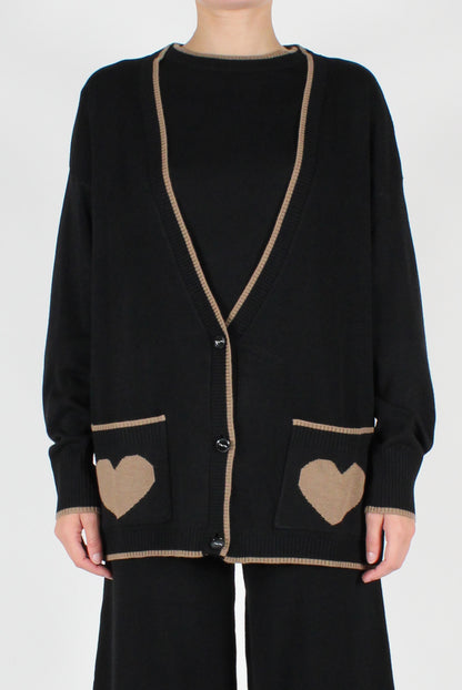 Long Cardigan with Heart Pockets