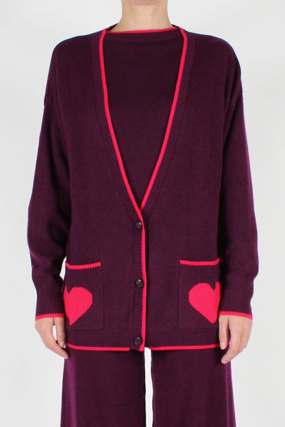 Long Cardigan with Heart Pockets