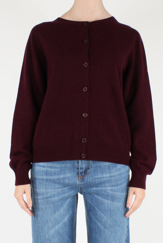 Cardigan Girocollo in Pura Lana