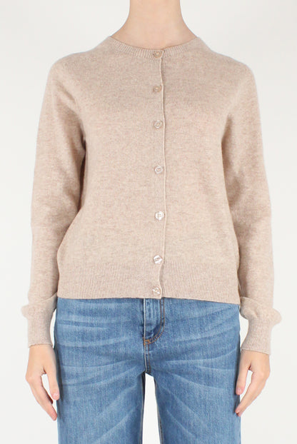 Cardigan Girocollo in Pura Lana