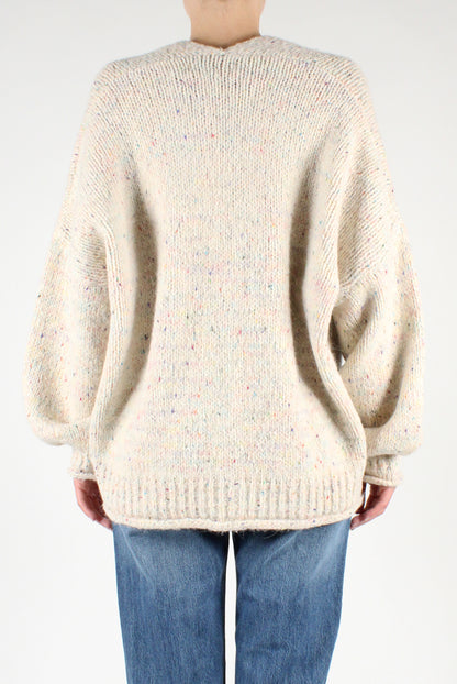 Oversized Cardigan V-Neck Mélange