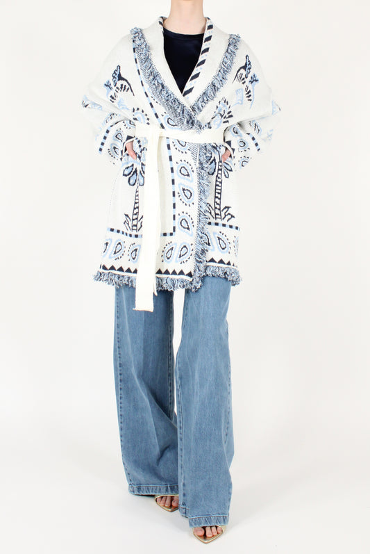 Cardigan Over Stampa Palme