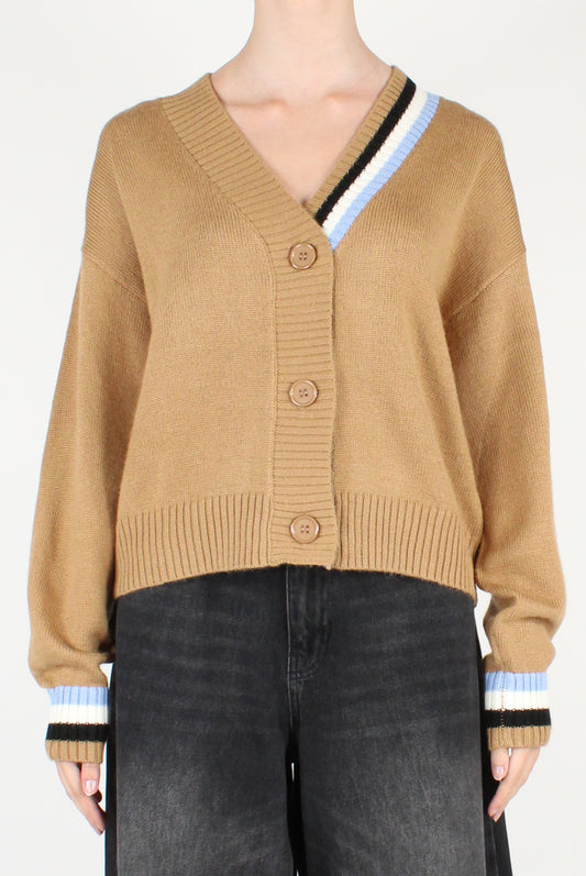 Cardigan Scollo a V con Righe