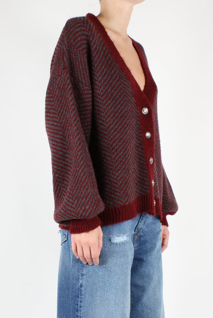 Herringbone Cardigan in Wool Blend