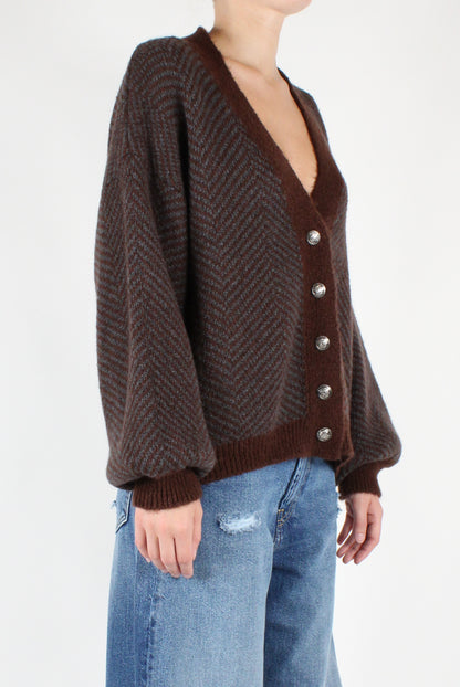 Herringbone Cardigan in Wool Blend