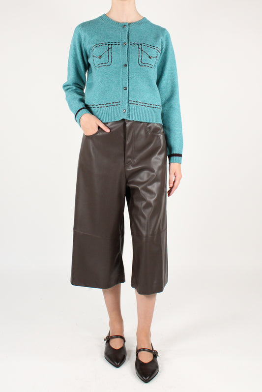 Cardigan con Tasche Ricamate