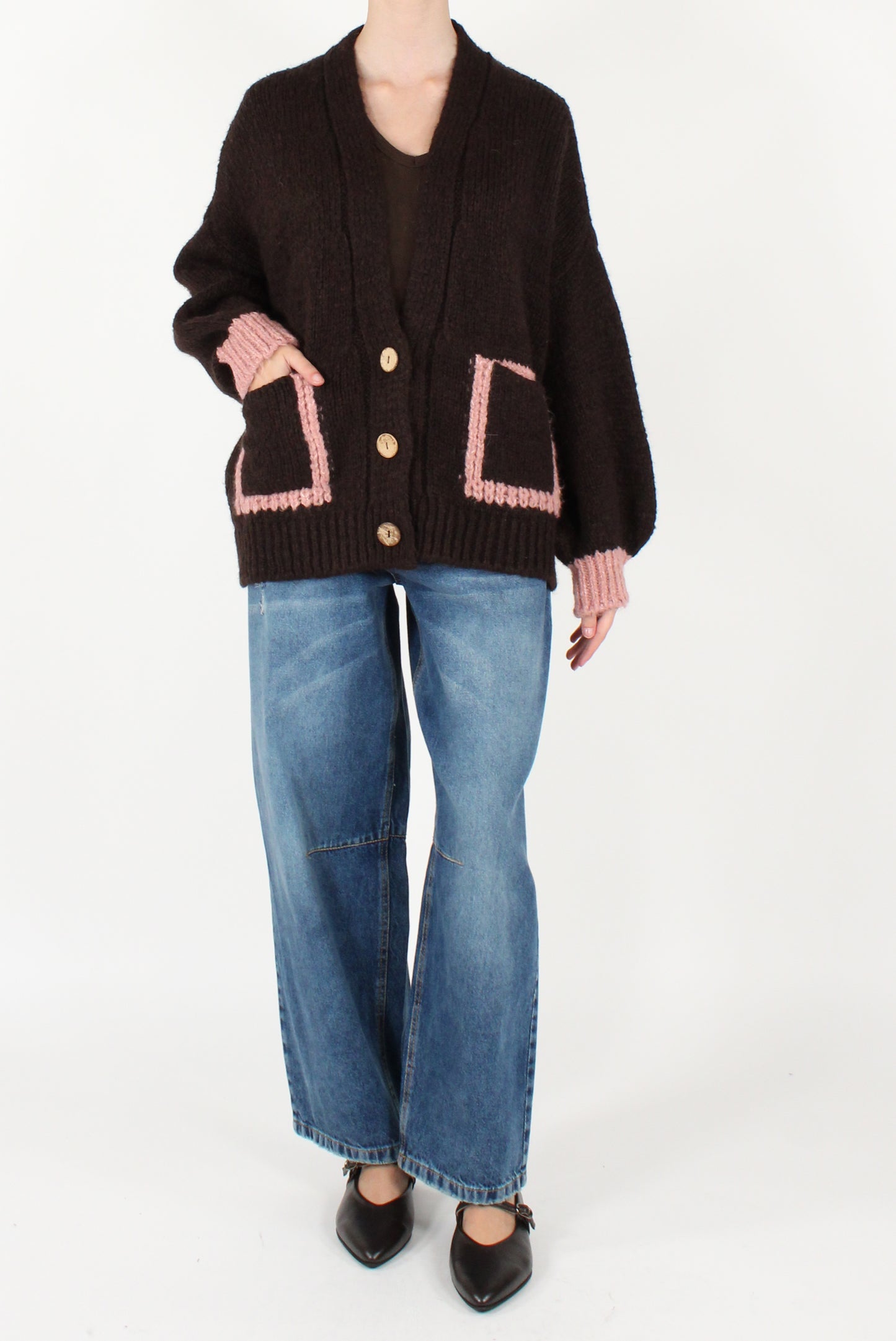 Cardigan Over Con Tasche