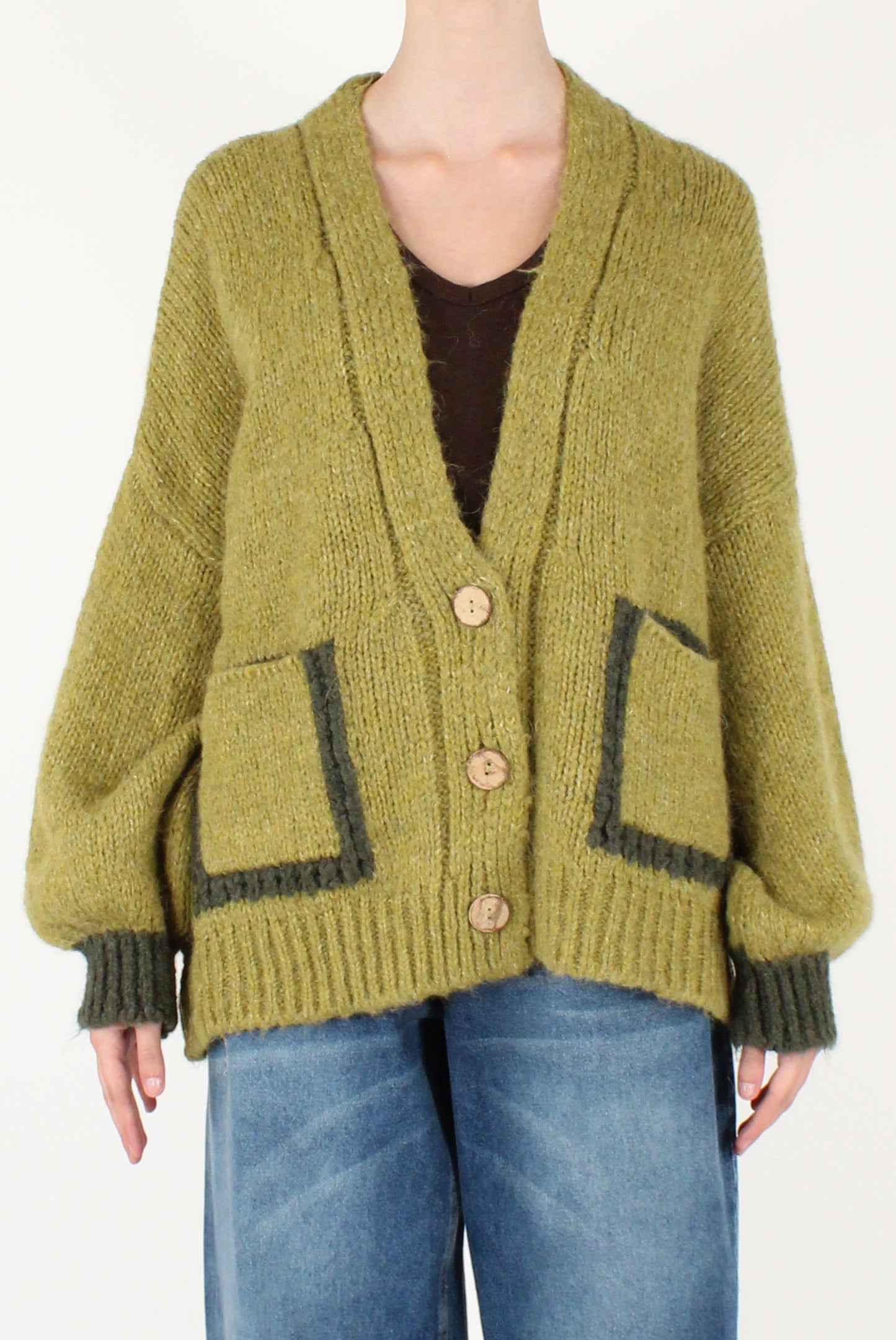 Cardigan Over Con Tasche