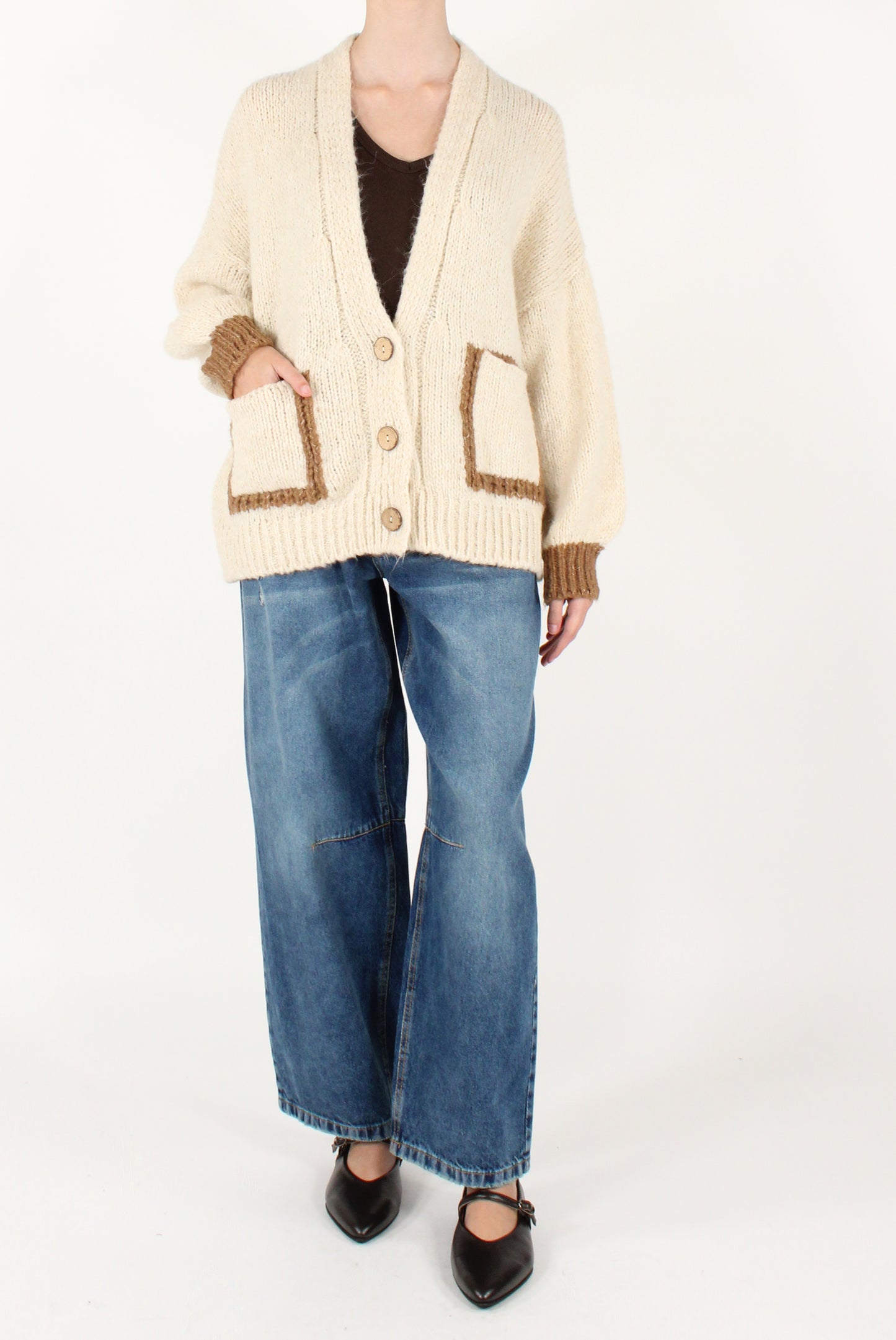 Cardigan Over Con Tasche